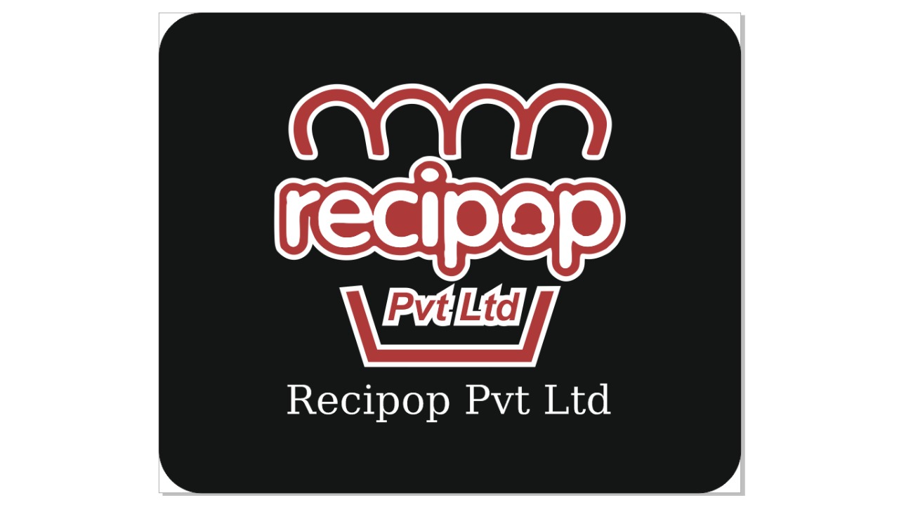 RECIPOP Private Limited red and white company identity on a black background